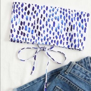 Blue bandeau new bathing suit top